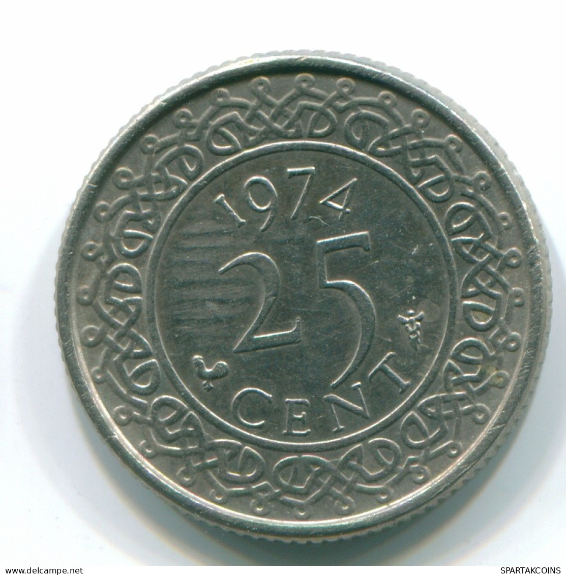 25 CENTS 1974 SURINAME NEERLANDÉS NETHERLANDS Nickel Colonial Moneda #S11238.E.A - Surinam 1975 - ...