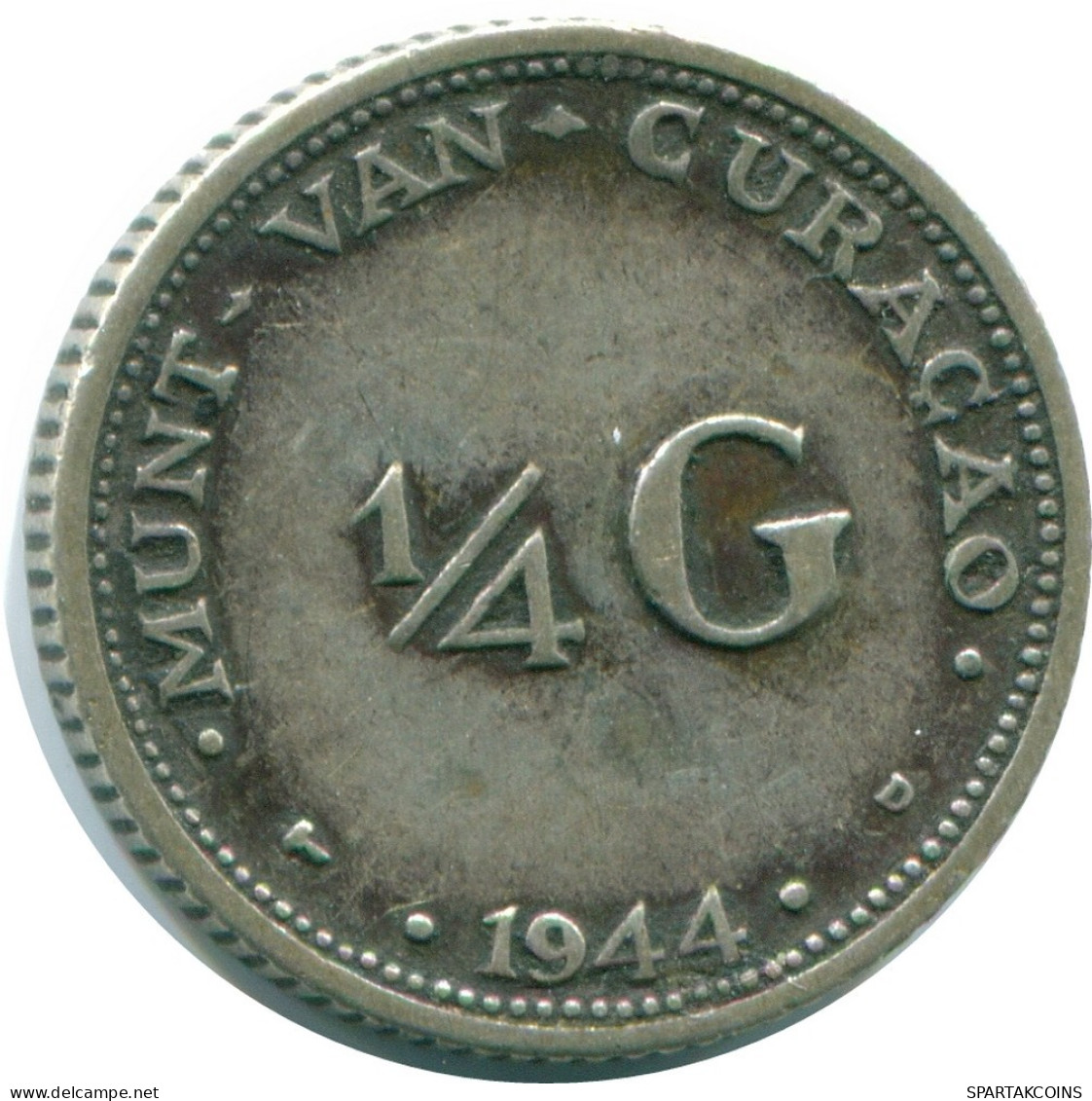 1/4 GULDEN 1944 CURACAO Netherlands SILVER Colonial Coin #NL10594.4.U.A - Curaçao