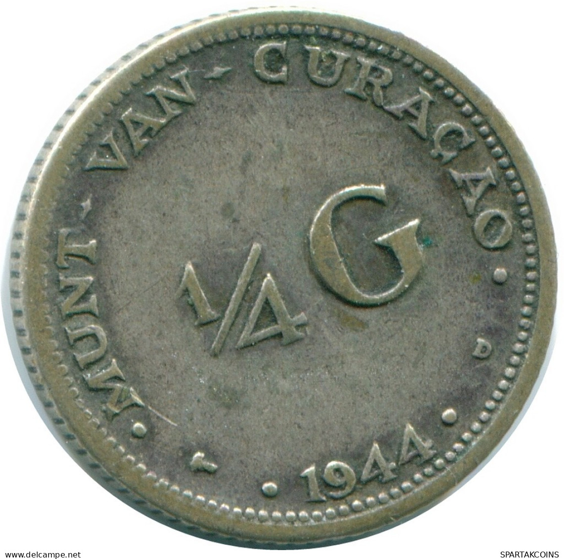 1/4 GULDEN 1944 CURACAO Netherlands SILVER Colonial Coin #NL10715.4.U.A - Curaçao