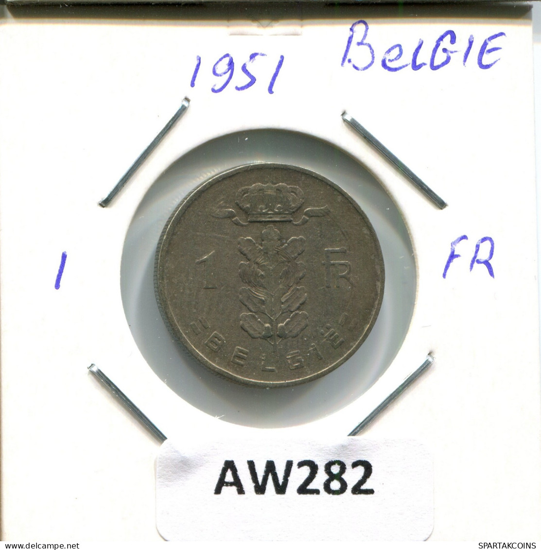 1 FRANC 1951 DUTCH Text BELGIUM Coin #AW282.U.A - 1 Franc