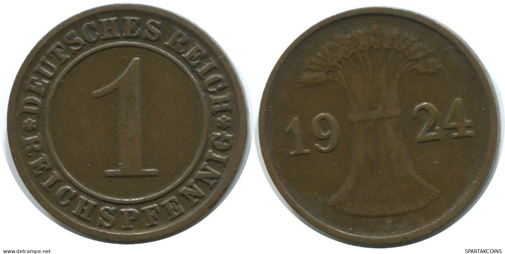 1 REICHSPFENNIG 1924 J ALLEMAGNE Pièce GERMANY #AE206.F.A - 1 Rentenpfennig & 1 Reichspfennig