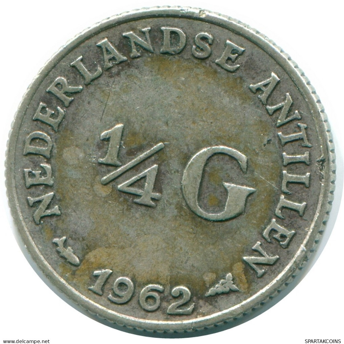 1/4 GULDEN 1962 NETHERLANDS ANTILLES SILVER Colonial Coin #NL11159.4.U.A - Antilles Néerlandaises