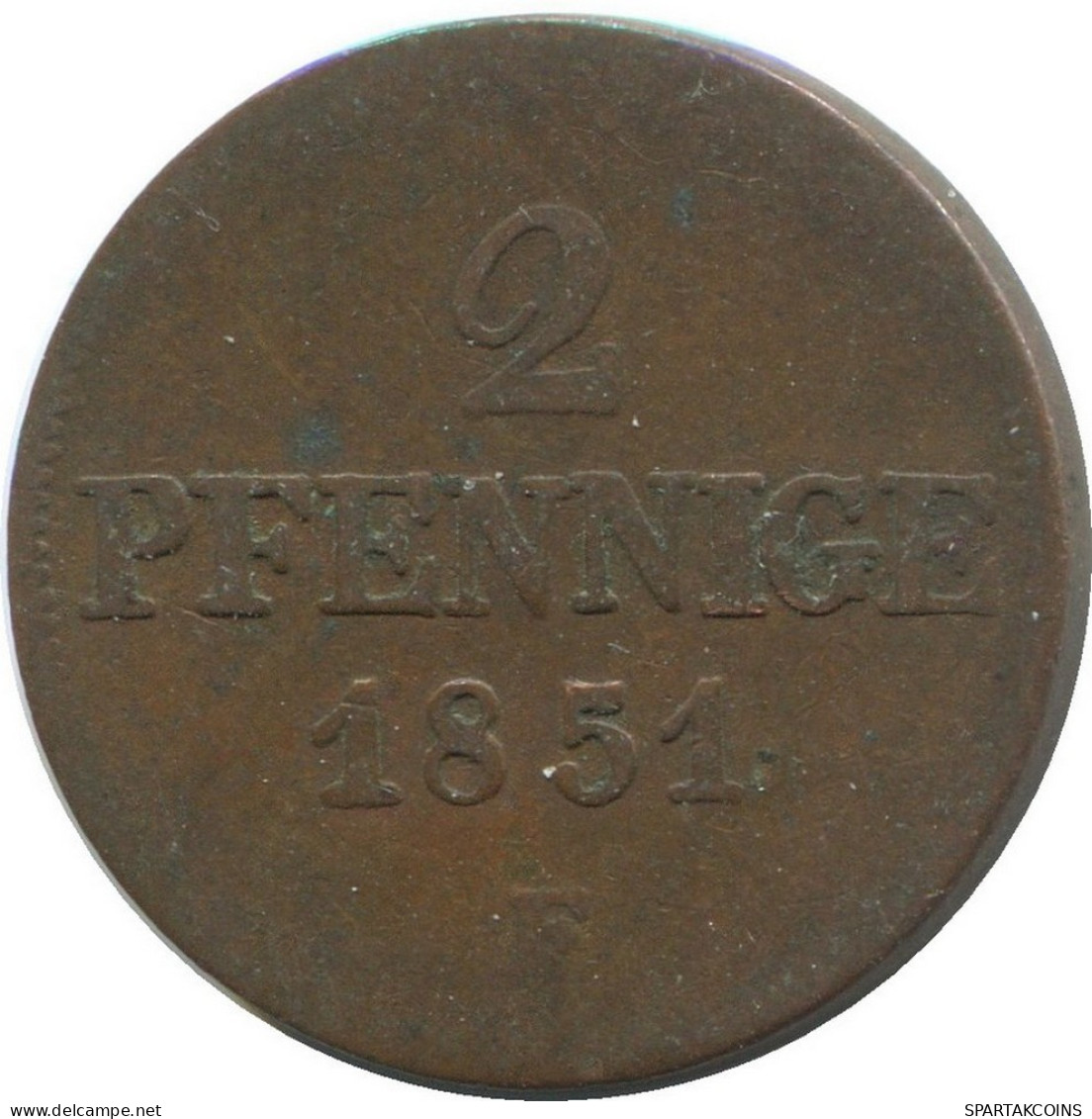 SAXONY 2 PFENNIG 1851 German States #DE10645.16.D.A - Other & Unclassified