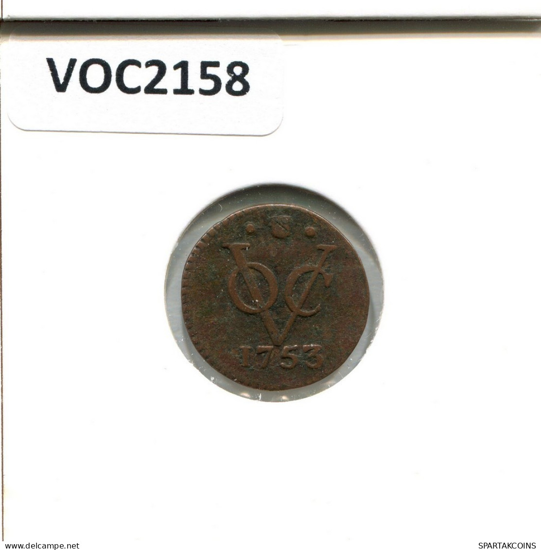 1753 UTRECHT VOC 1/2 DUIT INDES NÉERLANDAIS NETHERLANDS Koloniale Münze #VOC2158.10.F.A - Dutch East Indies