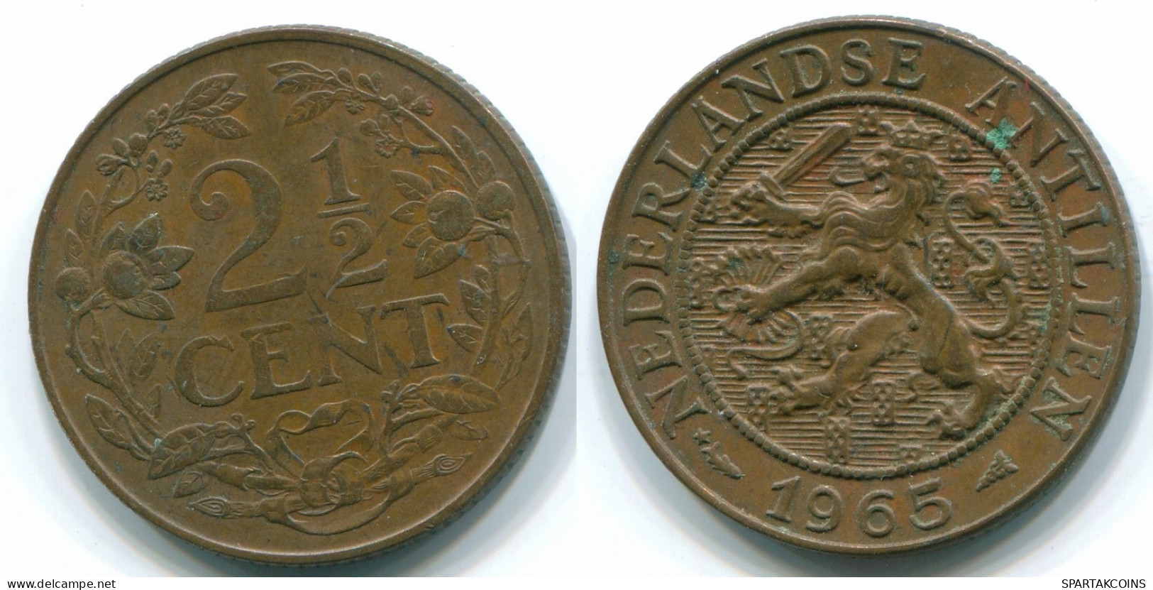 2 1/2 CENT 1965 CURACAO NIEDERLANDE Bronze Koloniale Münze #S10222.D.A - Curaçao