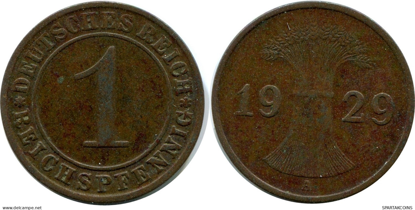 1 REICHSPFENNIG 1929 A ALLEMAGNE Pièce GERMANY #DA776.F.A - 1 Renten- & 1 Reichspfennig