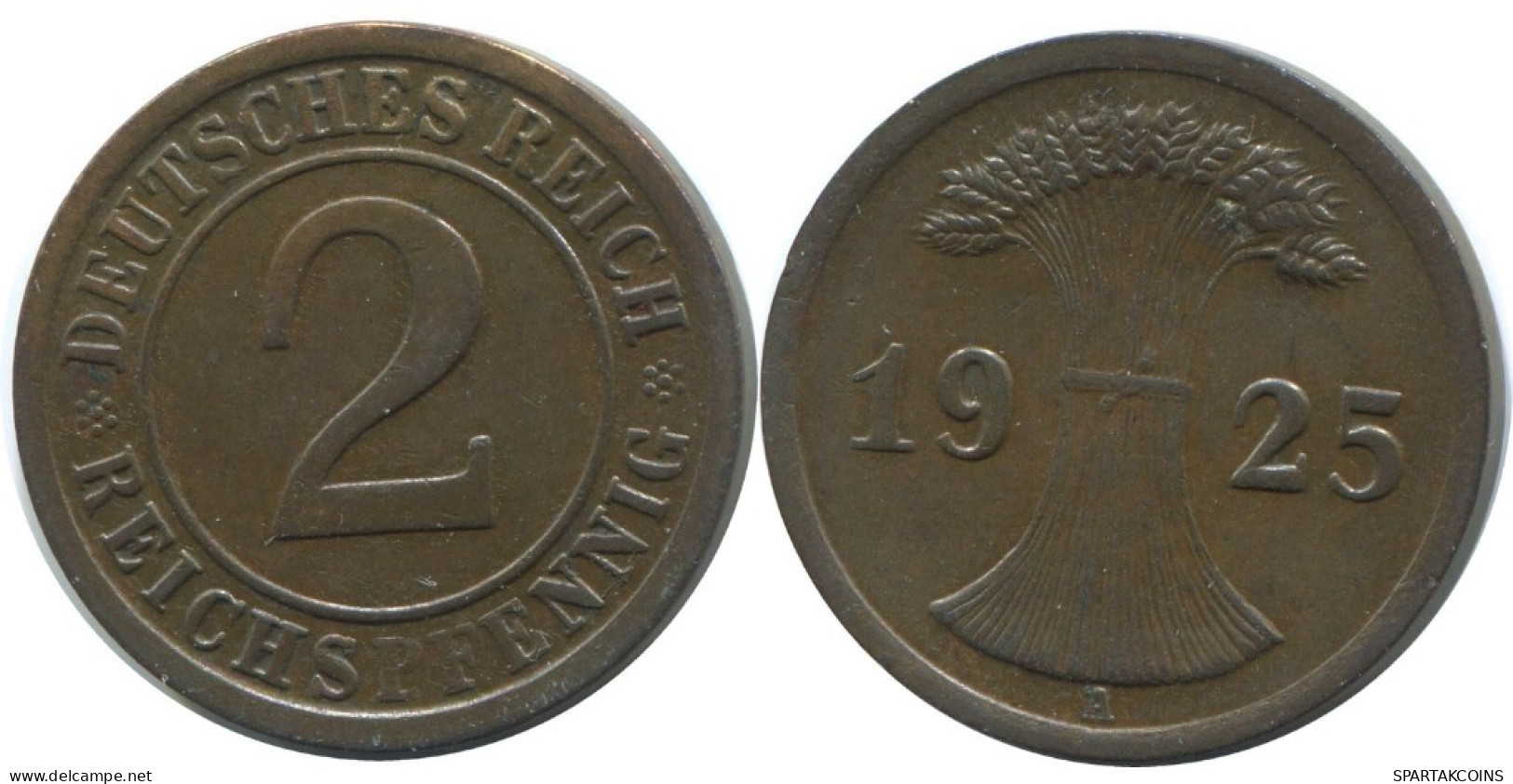 2 REICHSPFENNIG 1925 A ALLEMAGNE Pièce GERMANY #AE281.F.A - 2 Rentenpfennig & 2 Reichspfennig