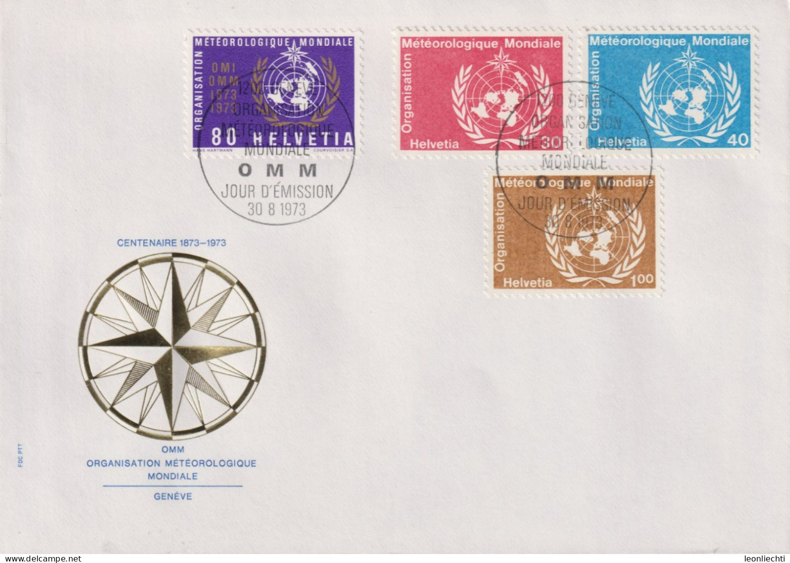 1973 Schweiz FDC, OMM, Zum: 10-13, Mi: 10-13 Ergänzungswerte, OMM ⵙ ET 30.8.1973 - Dienstmarken
