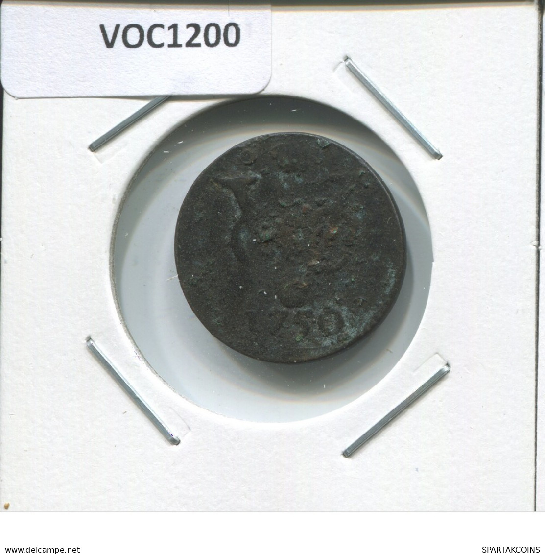 1750 HOLLAND VOC DUIT IINDES NÉERLANDAIS NETHERLANDS NEW YORK COLONIAL PENNY #VOC1200.8.F.A - Niederländisch-Indien
