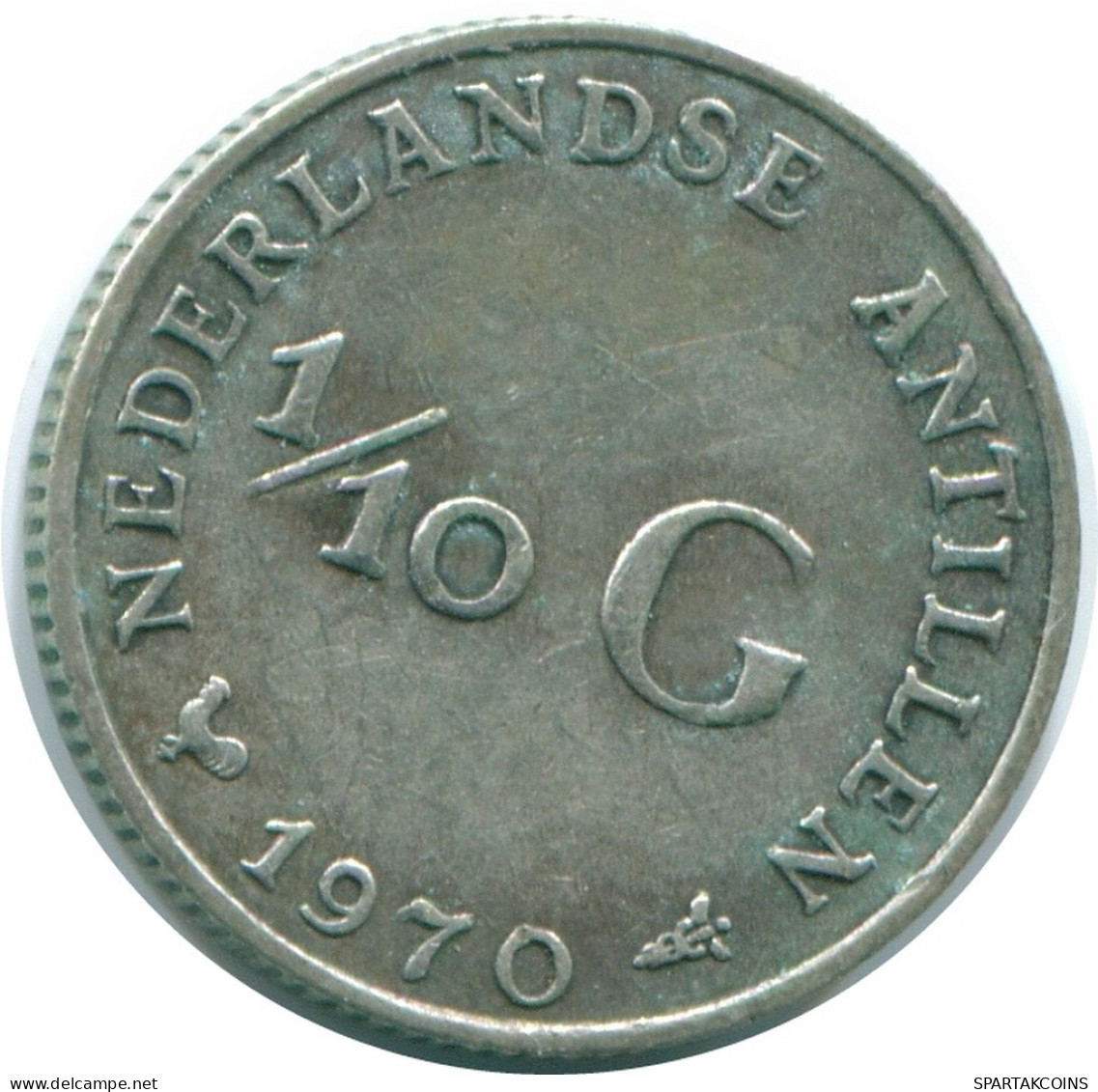 1/10 GULDEN 1970 ANTILLES NÉERLANDAISES ARGENT Colonial Pièce #NL13103.3.F.A - Antilles Néerlandaises