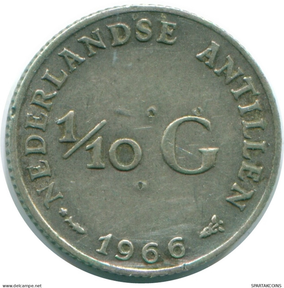 1/10 GULDEN 1966 NETHERLANDS ANTILLES SILVER Colonial Coin #NL12921.3.U.A - Antilles Néerlandaises