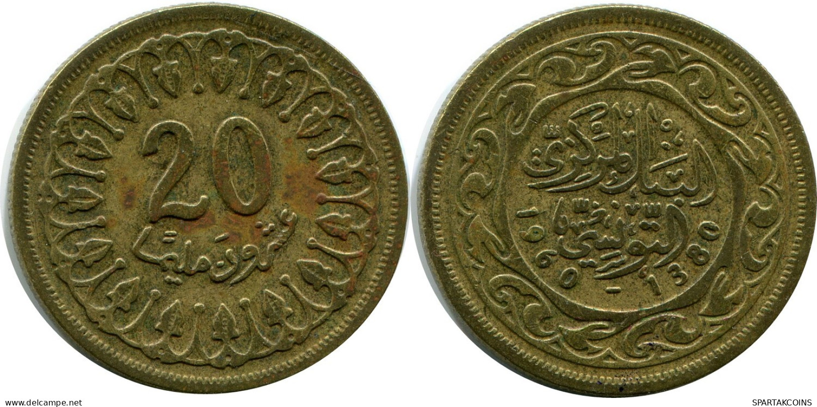 20 MILLIMES 1960 TÚNEZ TUNISIA Islámico Moneda #AP232.E.A - Túnez