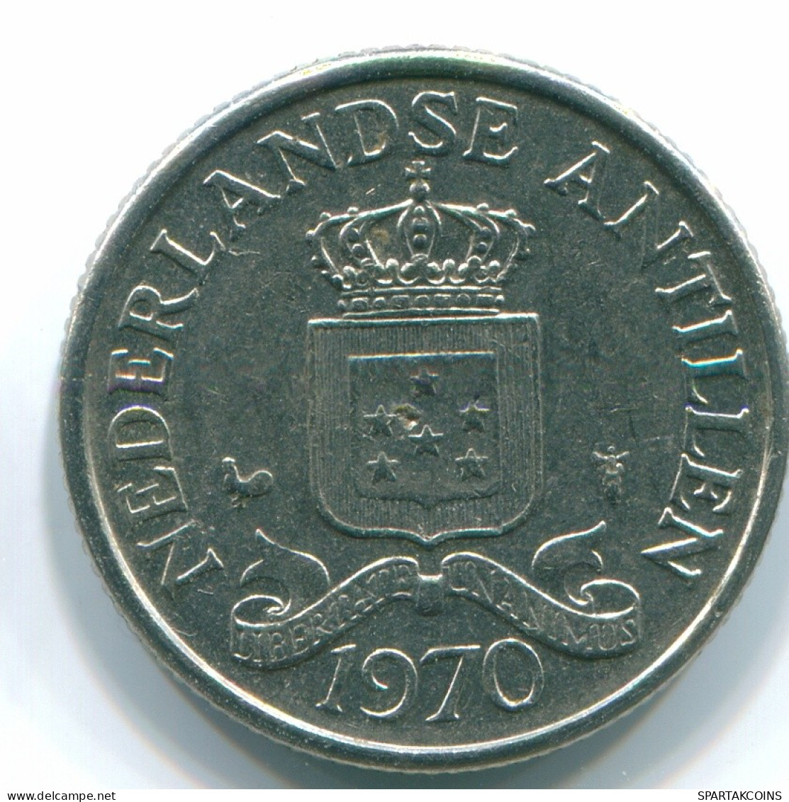 25 CENTS 1970 NIEDERLÄNDISCHE ANTILLEN Nickel Koloniale Münze #S11447.D.A - Antilles Néerlandaises