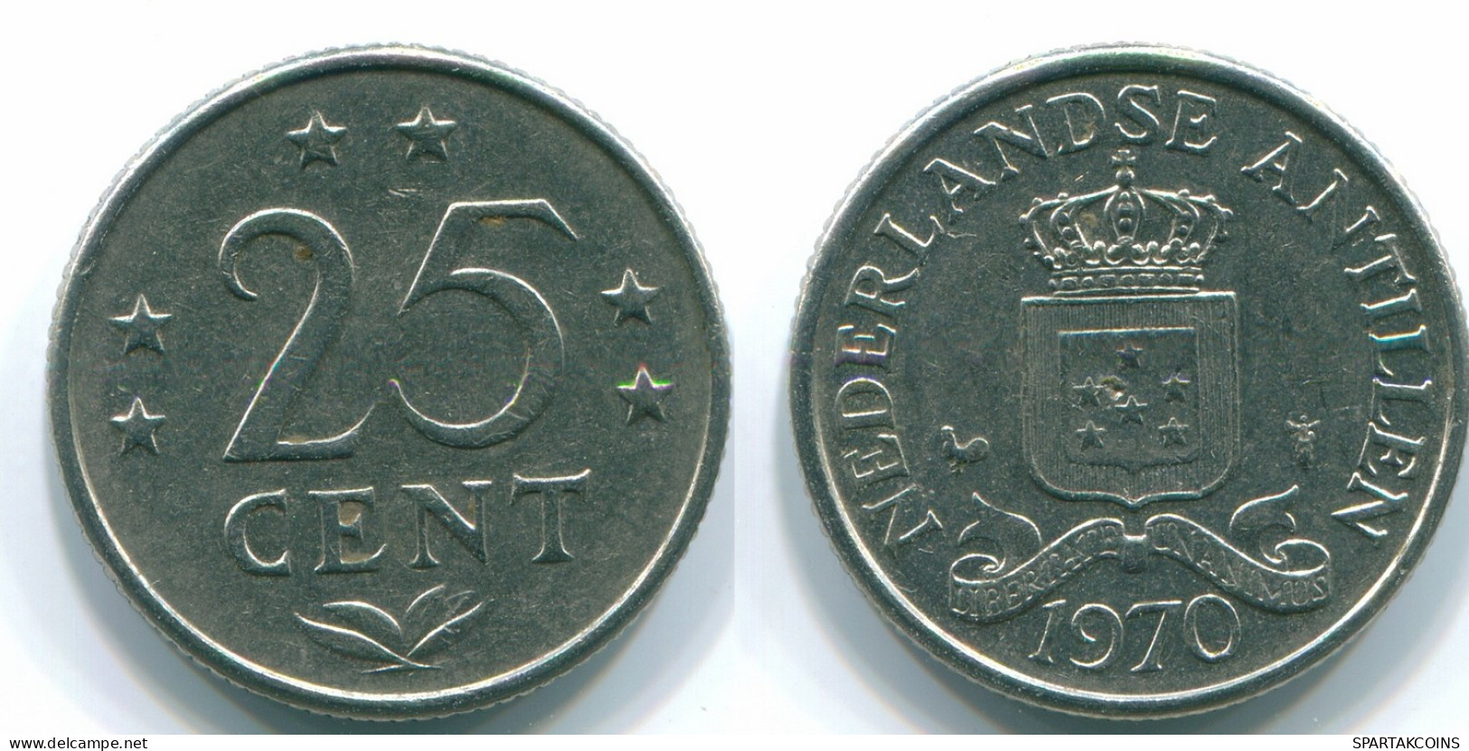 25 CENTS 1970 NIEDERLÄNDISCHE ANTILLEN Nickel Koloniale Münze #S11447.D.A - Antilles Néerlandaises