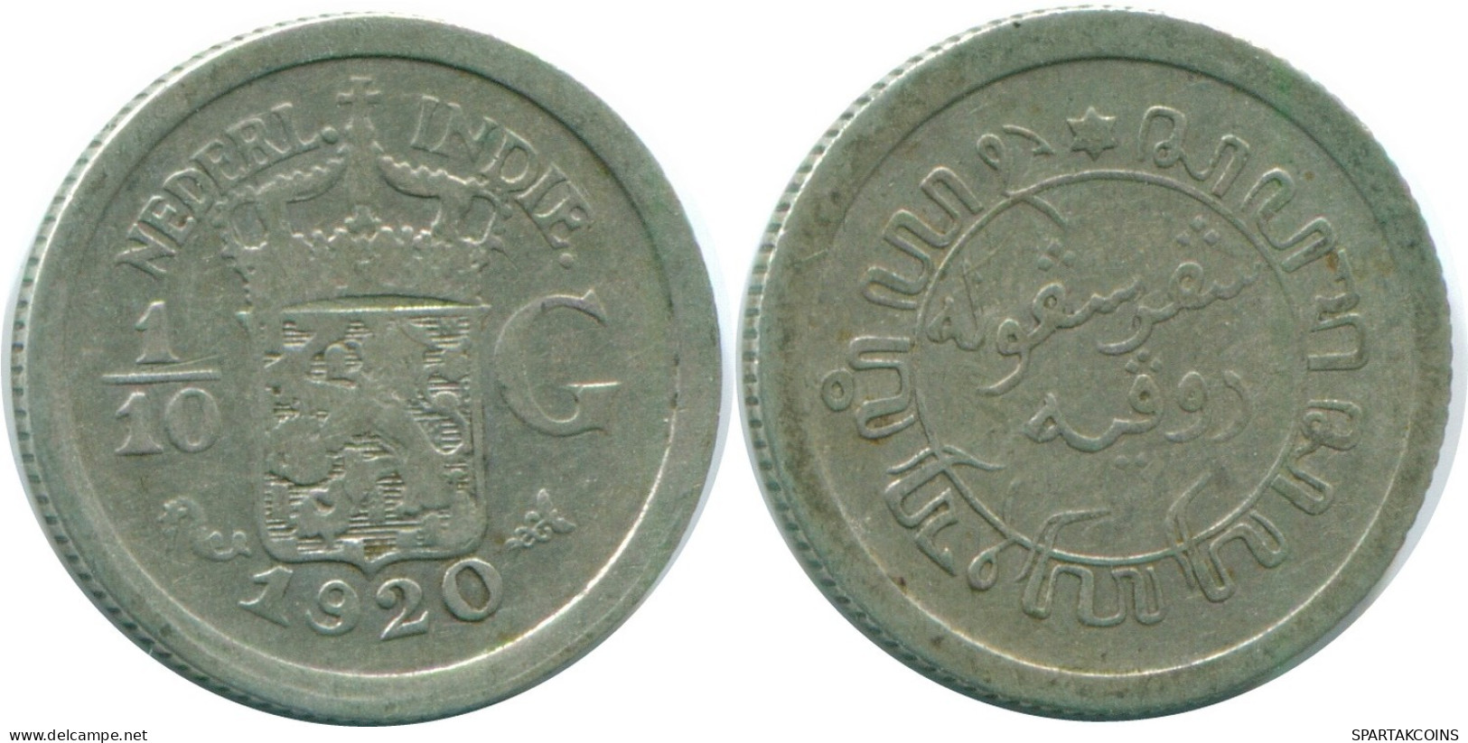 1/10 GULDEN 1920 NETHERLANDS EAST INDIES SILVER Colonial Coin #NL13373.3.U.A - Nederlands-Indië