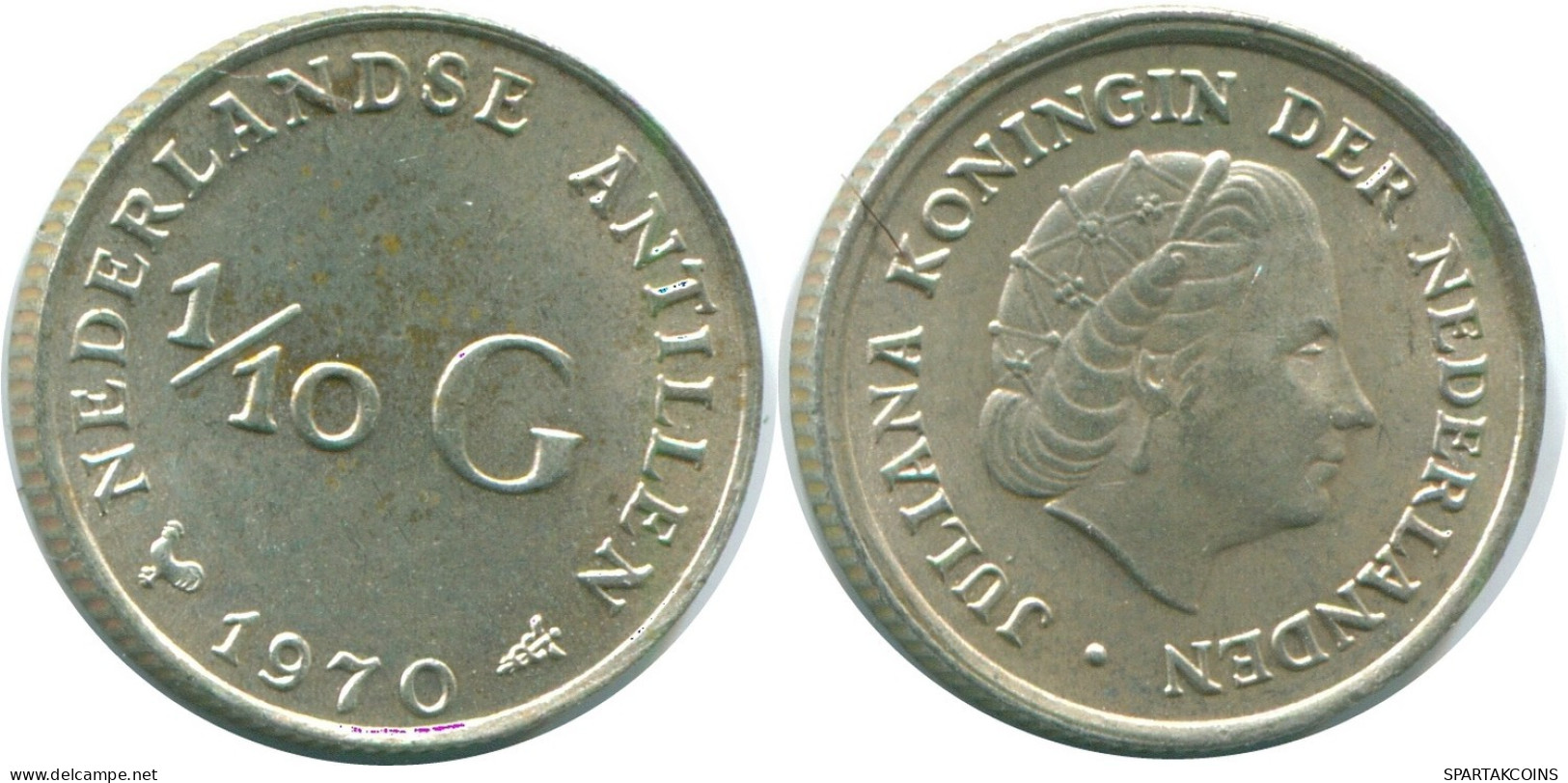 1/10 GULDEN 1970 ANTILLAS NEERLANDESAS PLATA Colonial Moneda #NL13027.3.E.A - Antilles Néerlandaises