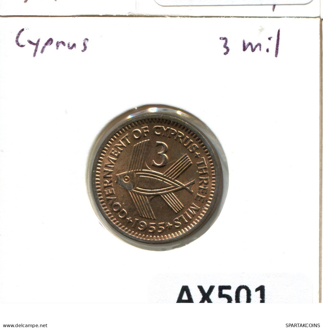 3 MILS 1955 CHYPRE CYPRUS Pièce #AX501.F.A - Cyprus
