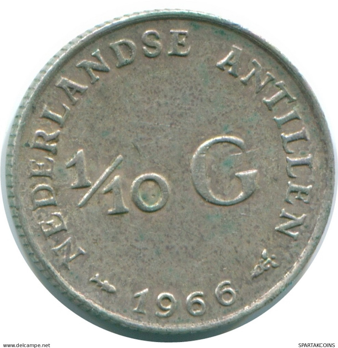 1/10 GULDEN 1966 ANTILLAS NEERLANDESAS PLATA Colonial Moneda #NL12670.3.E.A - Antilles Néerlandaises