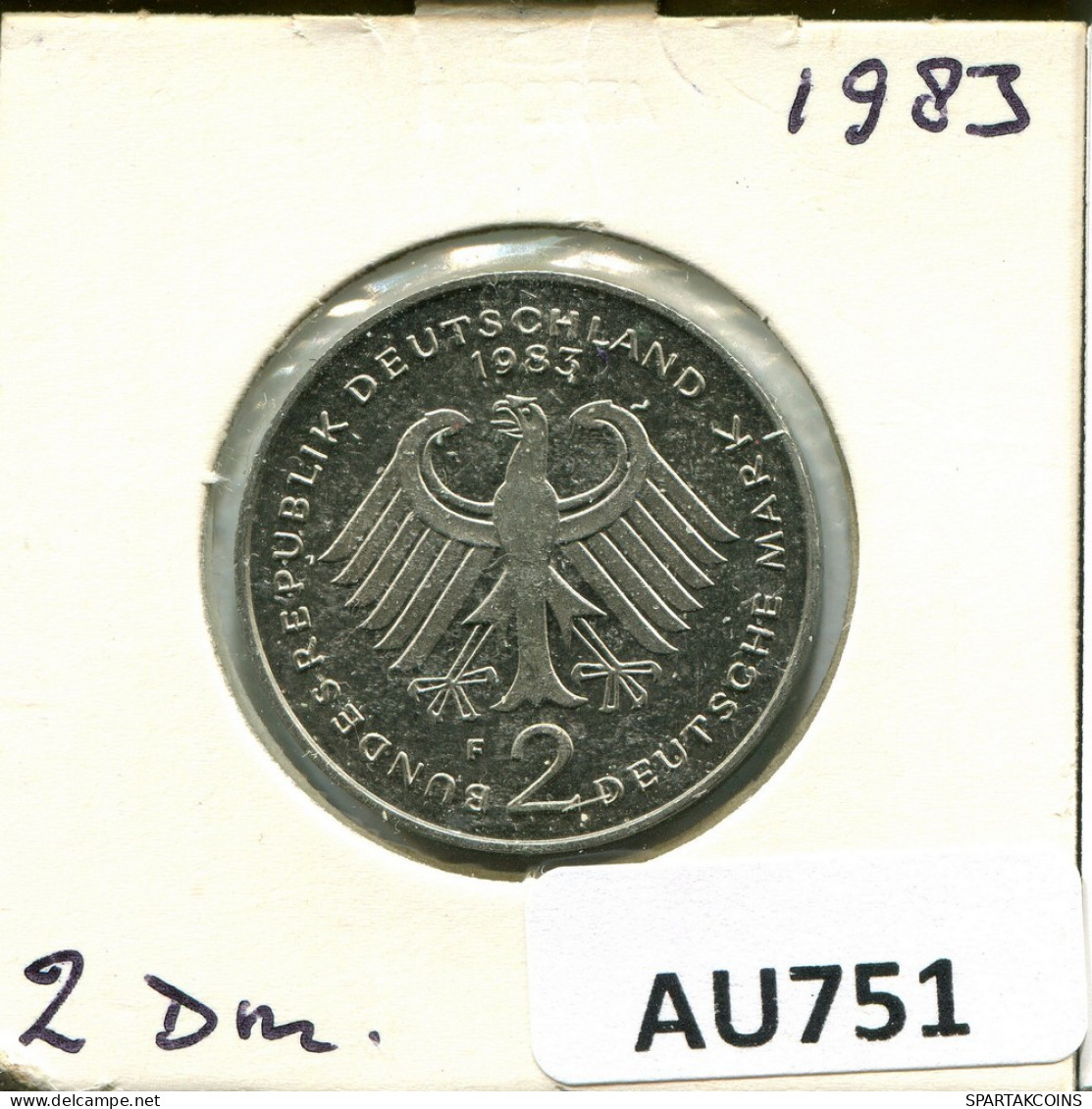 2 DM 1983 F K.SCHUMACHER BRD ALLEMAGNE Pièce GERMANY #AU751.F.A - 2 Marchi