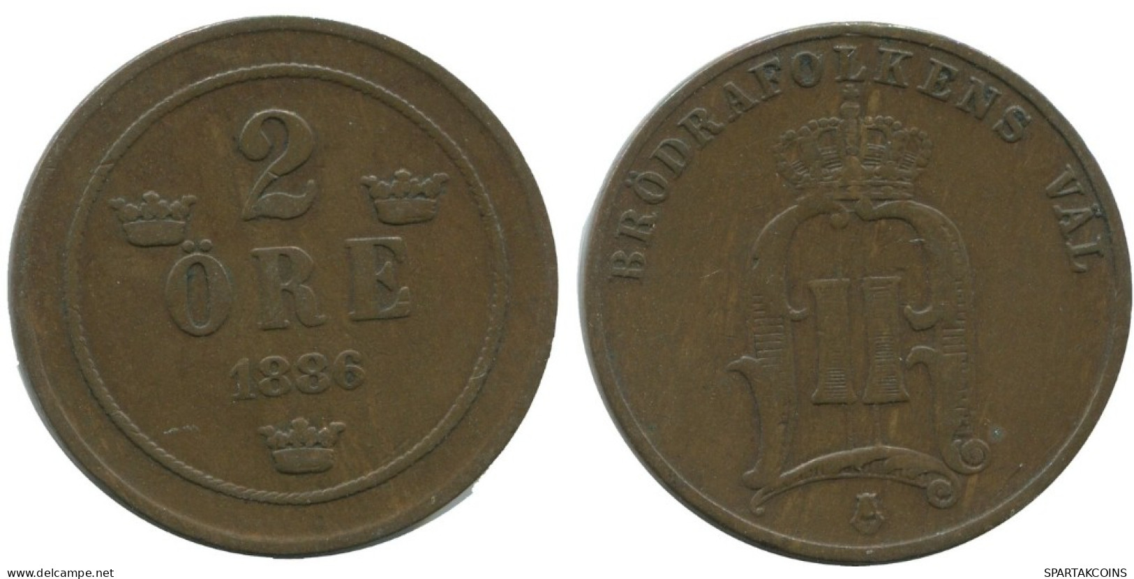 2 ORE 1886 SUECIA SWEDEN Moneda #AC876.2.E.A - Sweden