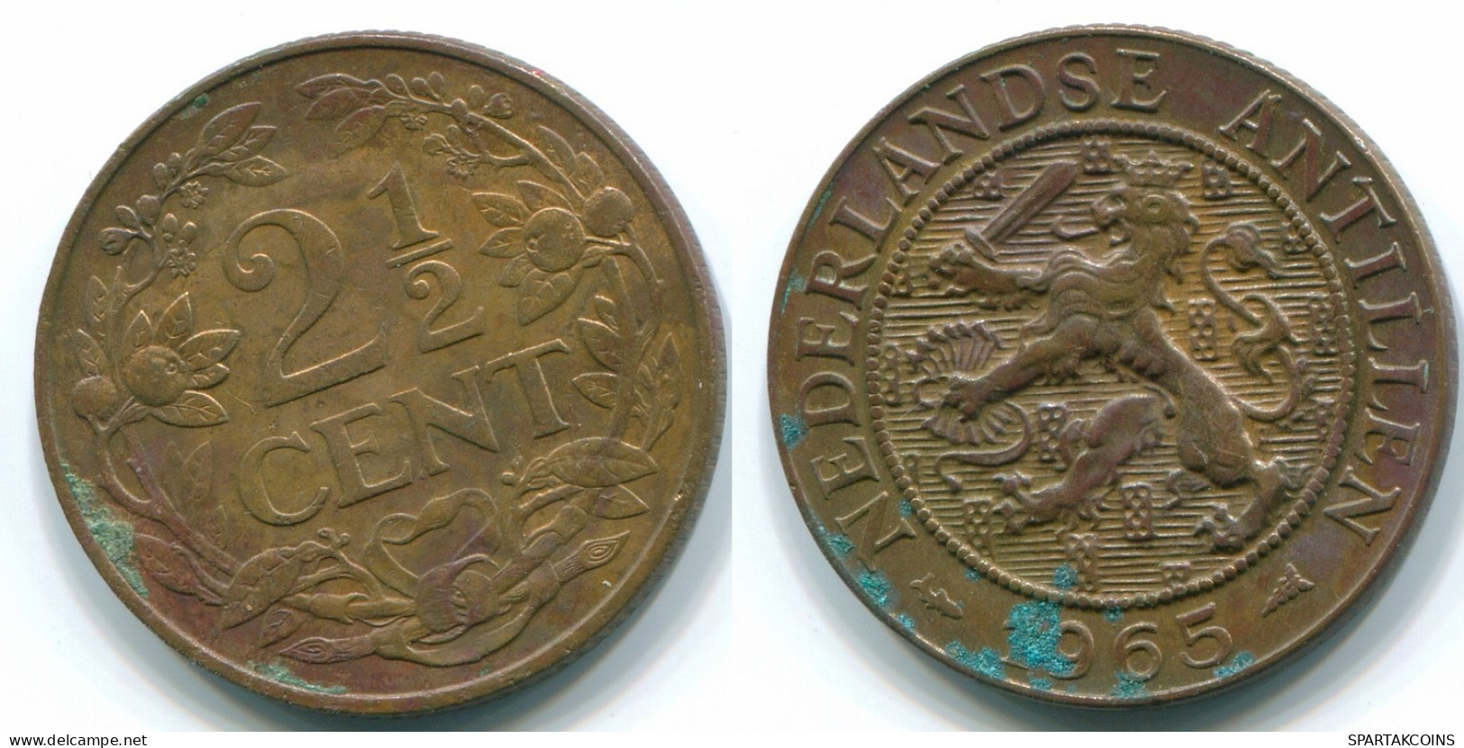 2 1/2 CENT 1965 CURACAO NÉERLANDAIS NETHERLANDS Bronze Colonial Pièce #S10224.F.A - Curaçao