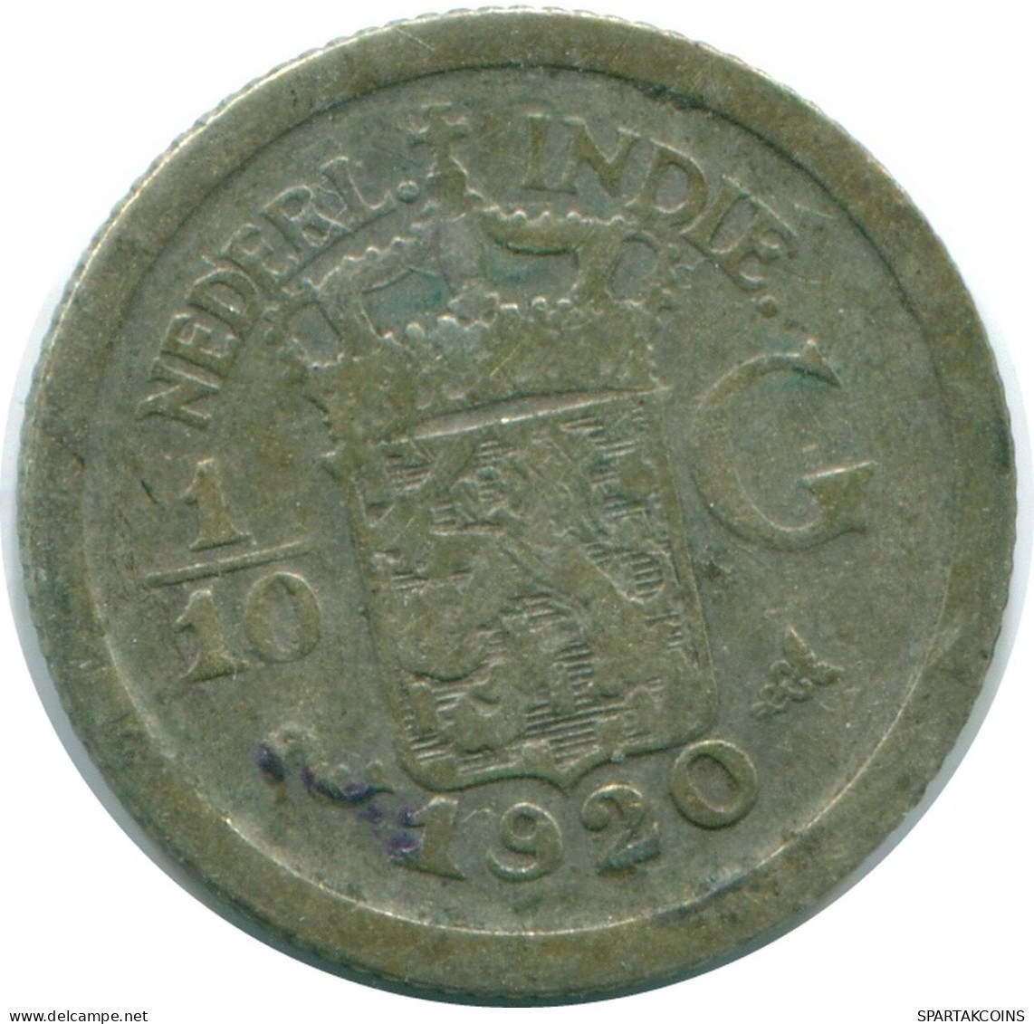1/10 GULDEN 1920 NIEDERLANDE OSTINDIEN SILBER Koloniale Münze #NL13348.3.D.A - Niederländisch-Indien