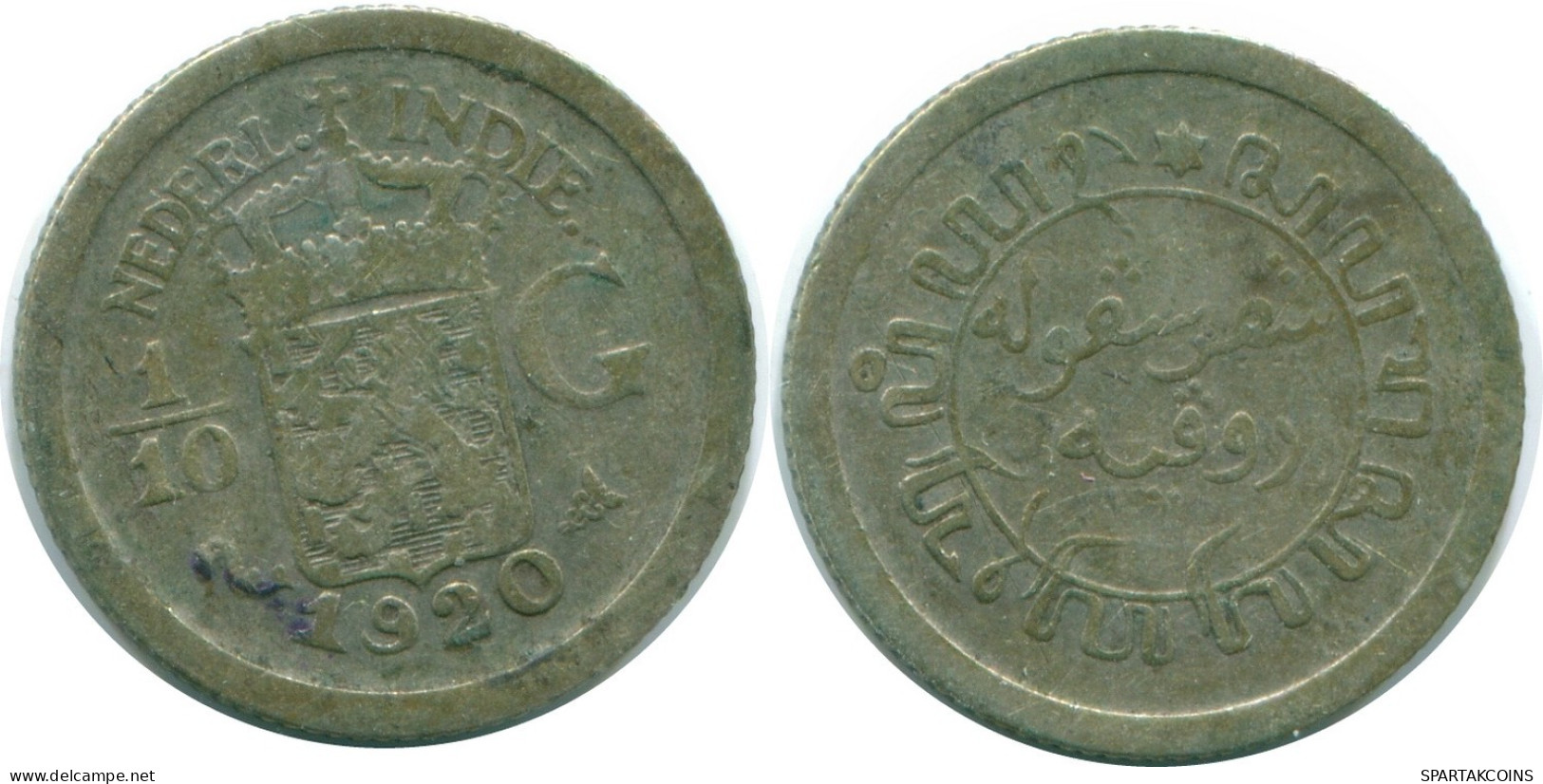 1/10 GULDEN 1920 NIEDERLANDE OSTINDIEN SILBER Koloniale Münze #NL13348.3.D.A - Niederländisch-Indien