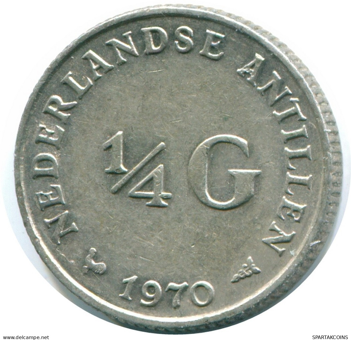 1/4 GULDEN 1970 ANTILLES NÉERLANDAISES ARGENT Colonial Pièce #NL11634.4.F.A - Antilles Néerlandaises