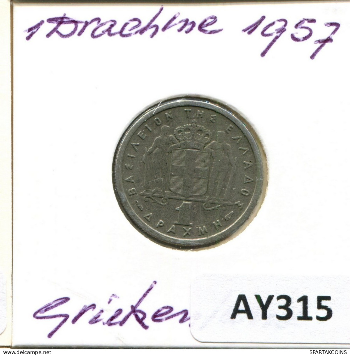 1 DRACHMA 1957 GREECE Coin #AY315.U.A - Grèce