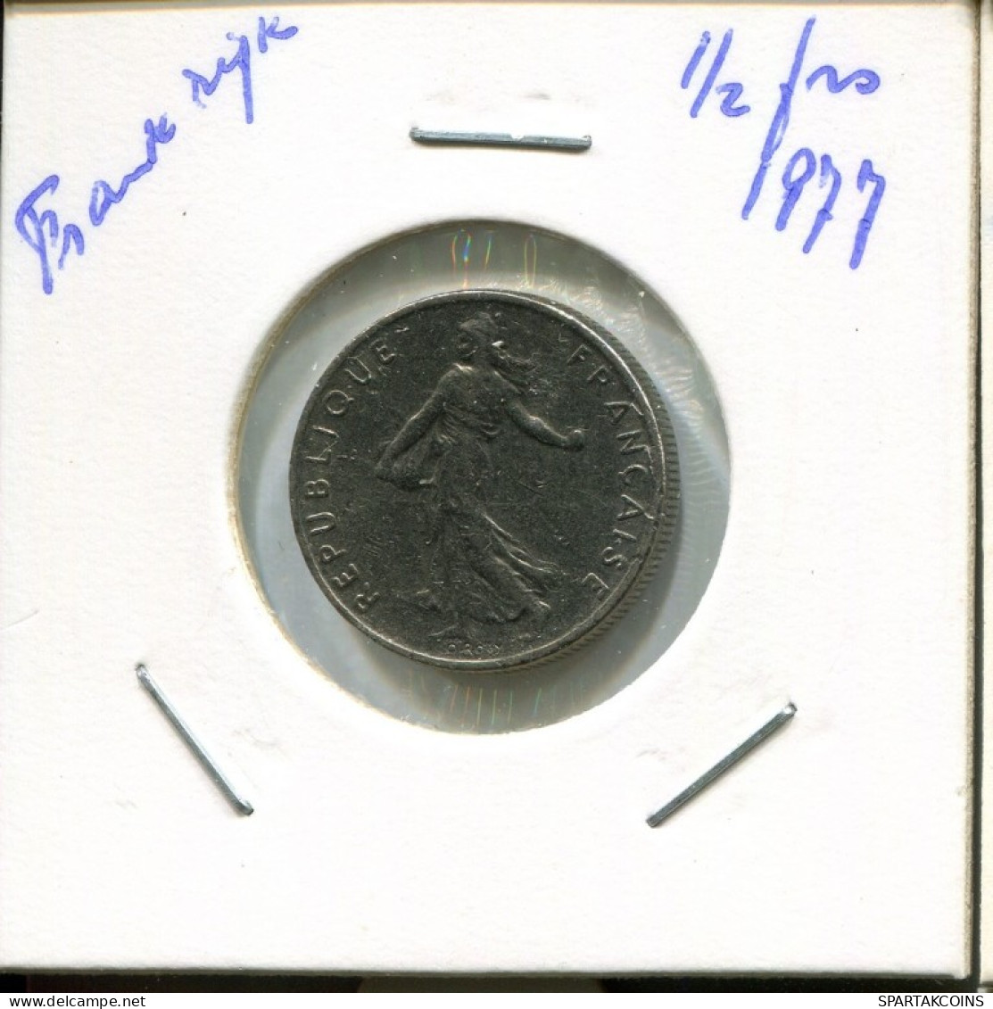 1/2 FRANC 1977 FRANKREICH FRANCE Französisch Münze #AN919.D.A - 1/2 Franc