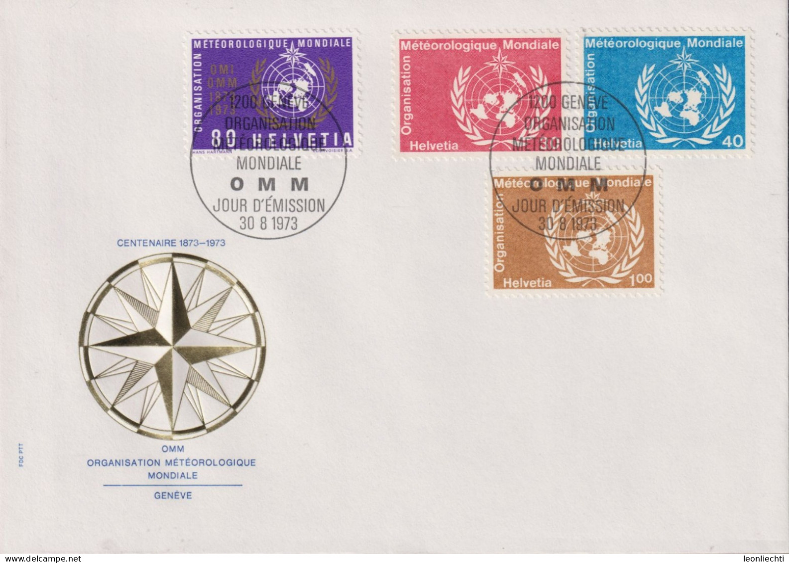 1973 Schweiz FDC, OMM, Zum: 10-13, Mi: 10-13 Ergänzungswerte, OMM ⵙ ET 30.8.1973 - Dienstzegels