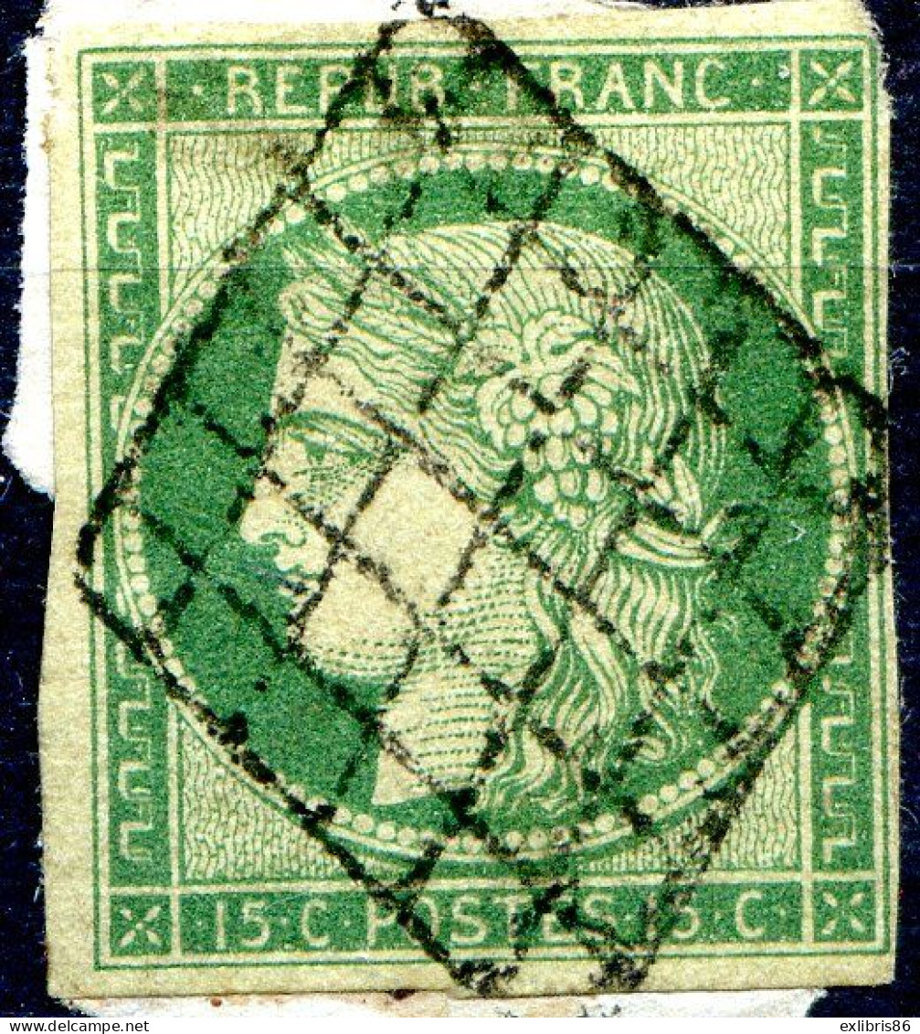 060524TIMBRE FRANCE N°2 (sur  Fragment)  4 Filets Bien Presents   Cote 1100€ - 1849-1850 Cérès