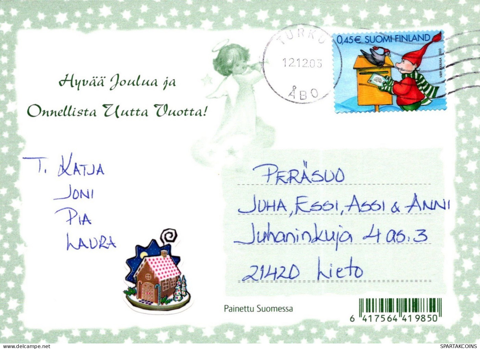 ÁNGEL NAVIDAD Vintage Tarjeta Postal CPSM #PAH952.A - Angeli