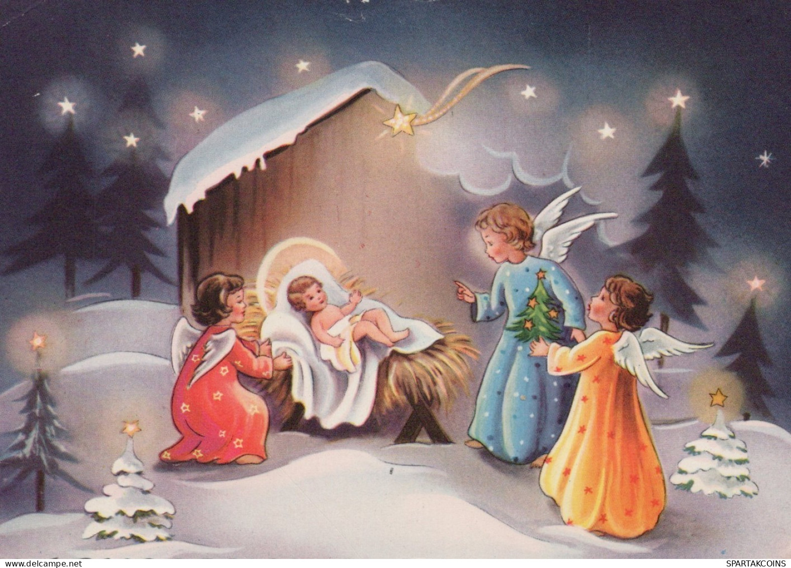 ANGEL CHRISTMAS Holidays Vintage Postcard CPSMPF #PAG748.A - Engel