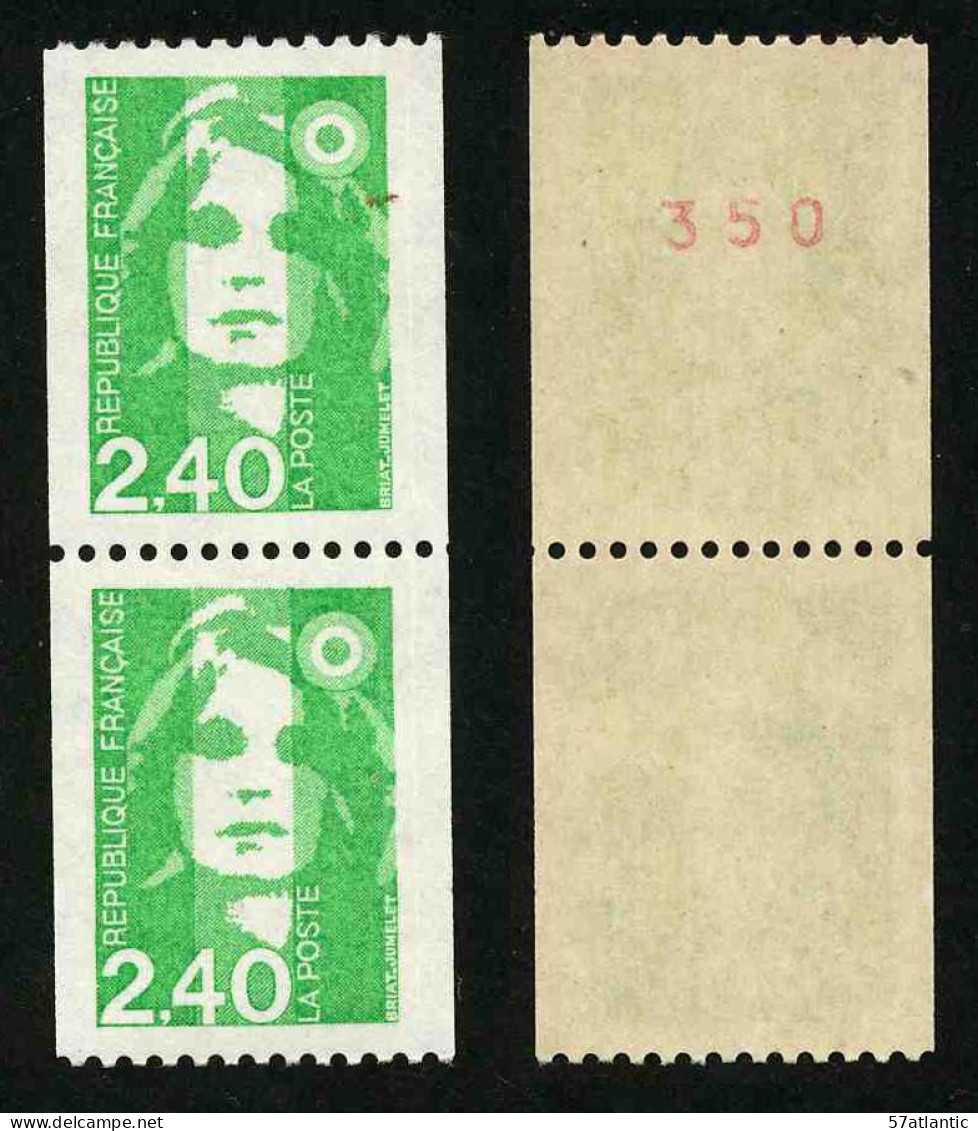 FRANCE - BICENTENAIRE BRIAT 2.40 - YT 2823 Et 2823a ** - TIMBRES DE ROULETTE EN PAIRE AVEC NUMERO ROUGE NEUFS ** - 1989-1996 Marianne Du Bicentenaire