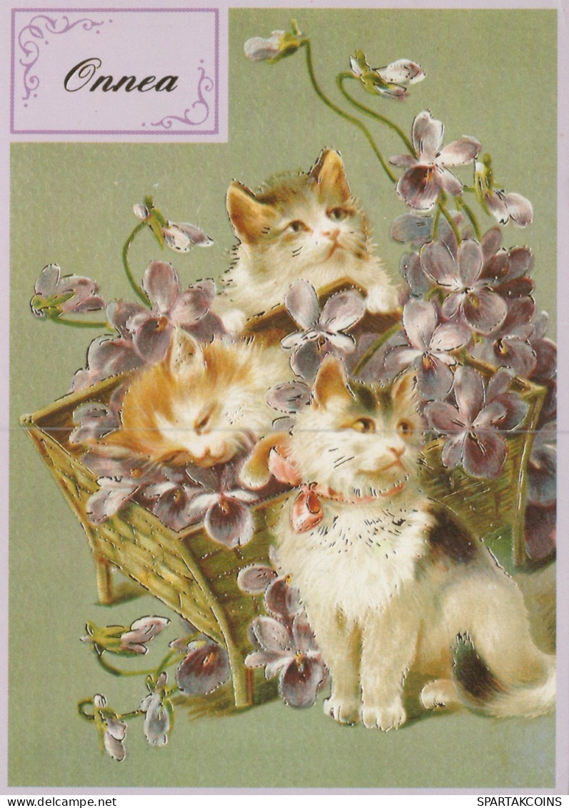 KATZE MIEZEKATZE Tier Vintage Ansichtskarte Postkarte CPSM #PAM405.A - Katten
