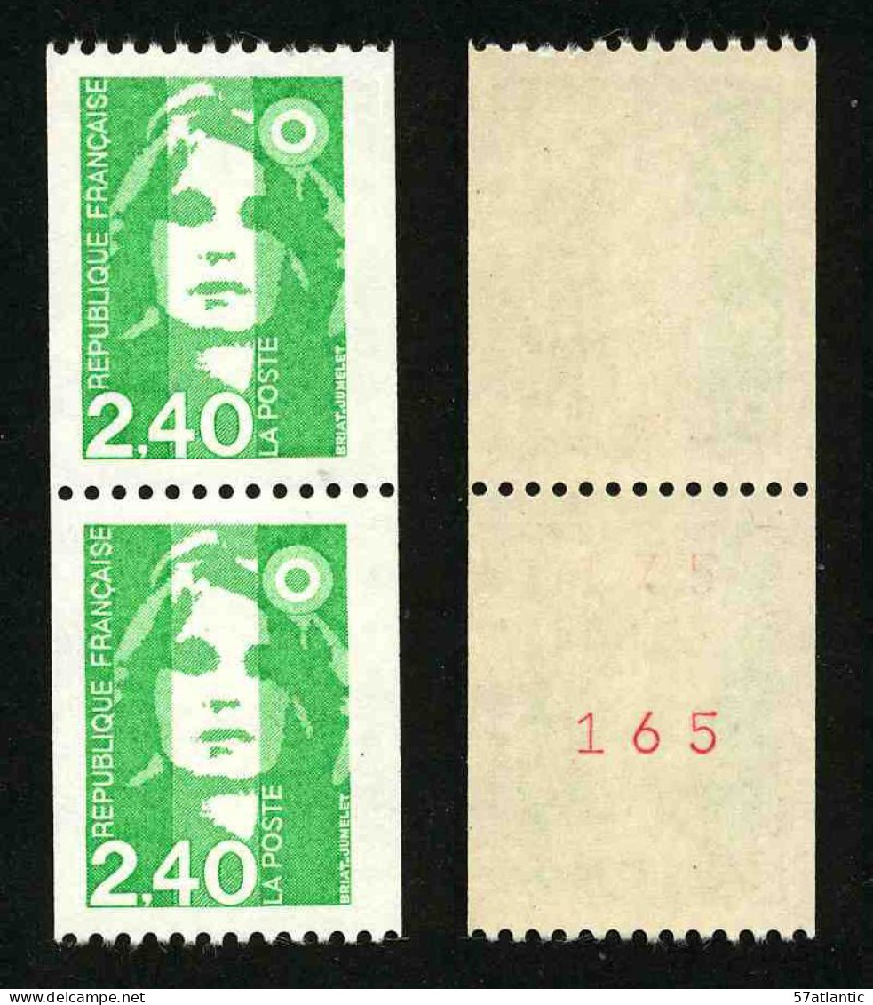 FRANCE - BICENTENAIRE BRIAT 2.40 - YT 2823 Et 2823a ** - TIMBRES DE ROULETTE EN PAIRE AVEC NUMERO ROUGE NEUFS ** - 1989-1996 Marianne Du Bicentenaire