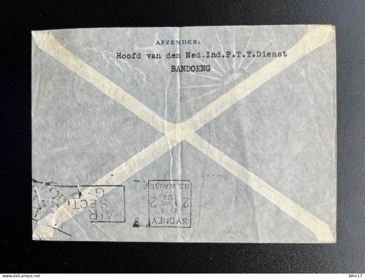 DUTCH EAST INDIES 1938 AIR MAIL LETTER FIRST FLIGHT KNILM BANDOENG JAVA TO SYDNEY AUSTRALIA 03-07-1938 NEDERLANDS INDIE - Nederlands-Indië