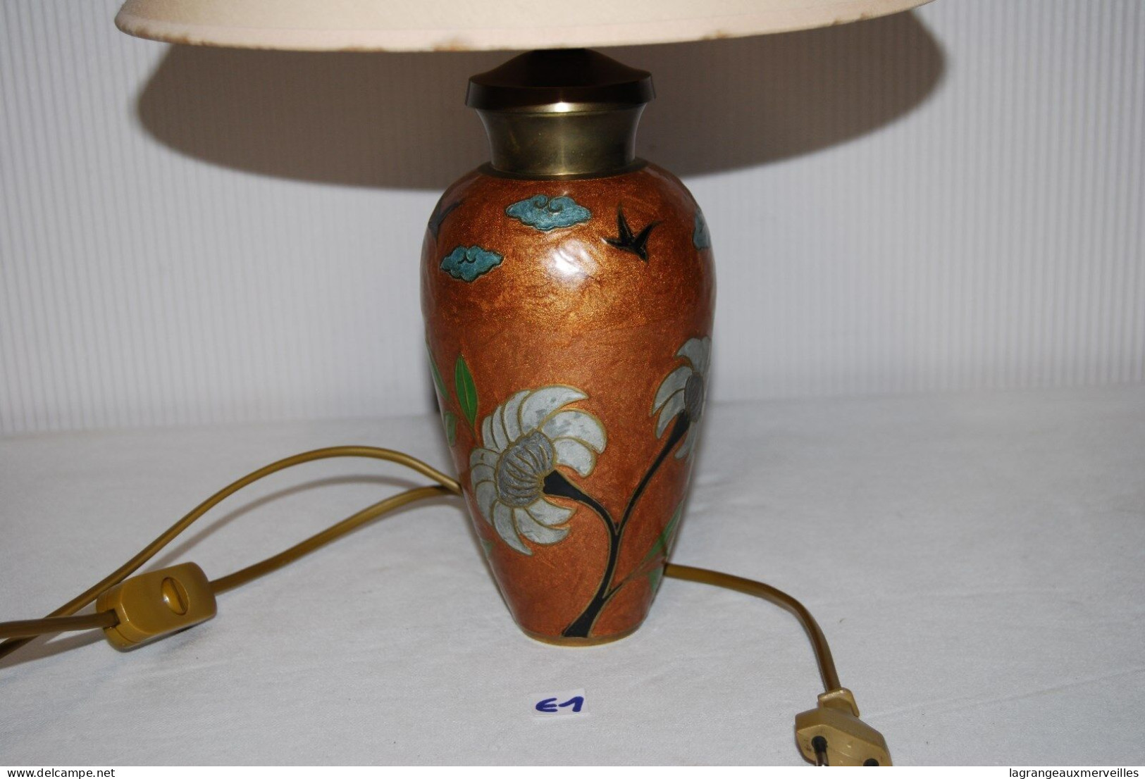 E1 Lampe De Table En Cuivre Peint Vernicé - Leuchten & Kronleuchter