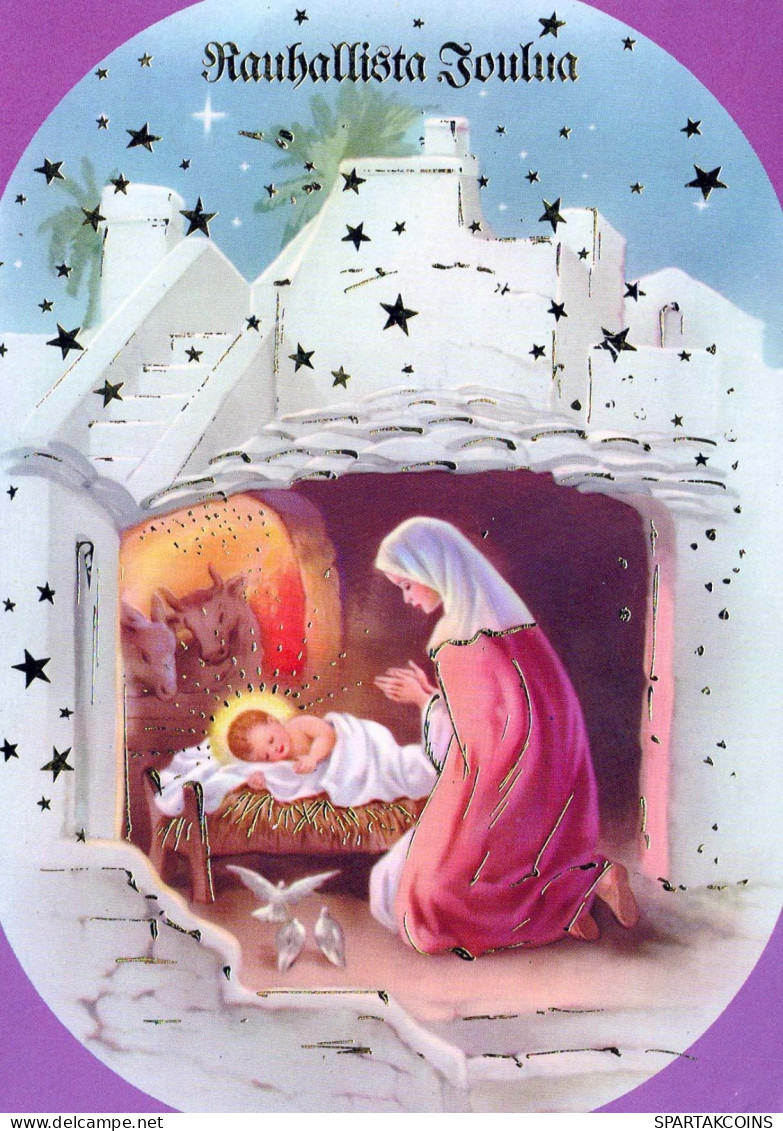 Vergine Maria Madonna Gesù Bambino Natale Religione Vintage Cartolina CPSM #PBB884.A - Virgen Mary & Madonnas