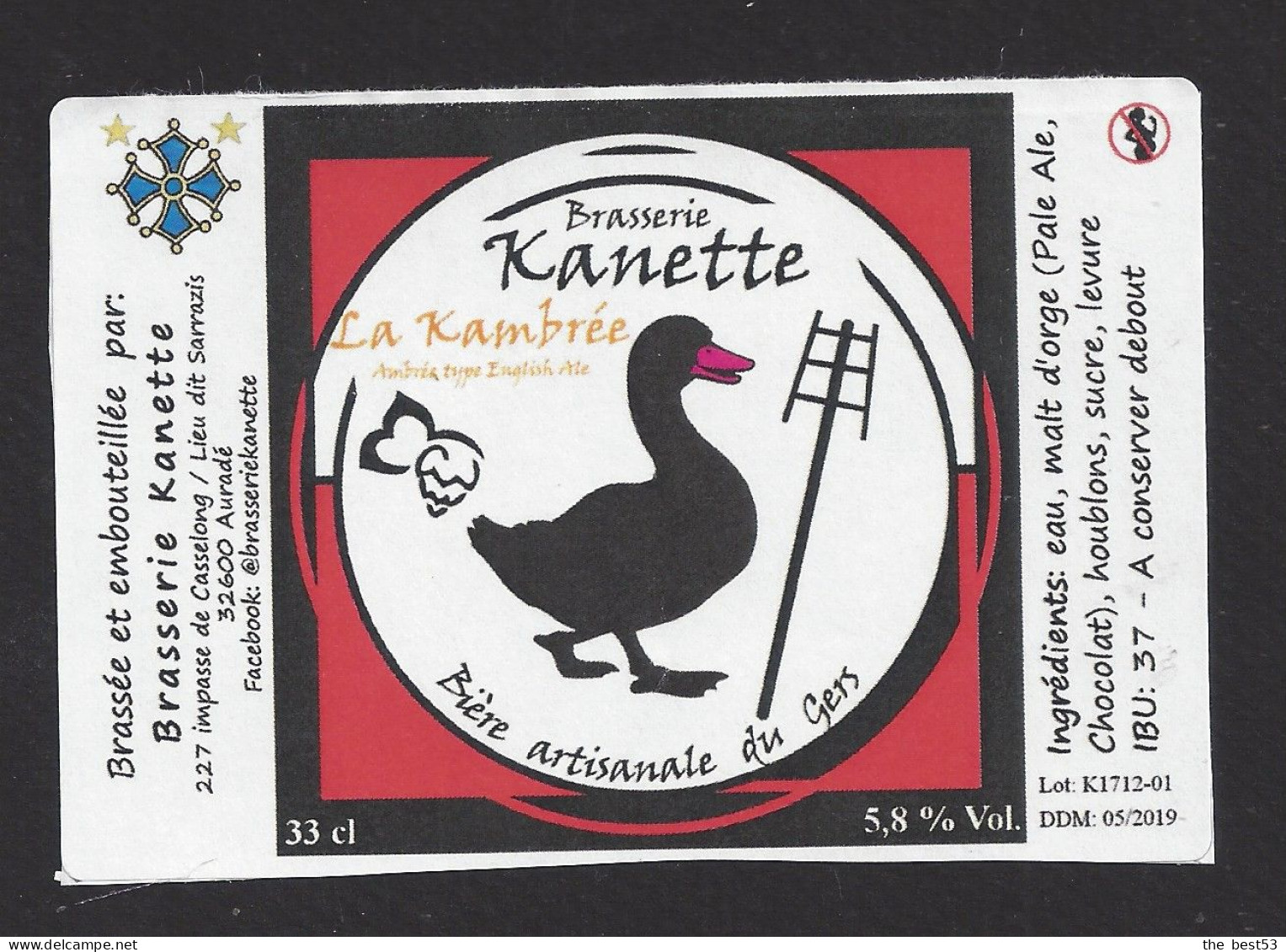 Etiquette De Bière Ambrée  -  La Kambrée  -  Brasserie Kanette à Auradé  (32) - Bier