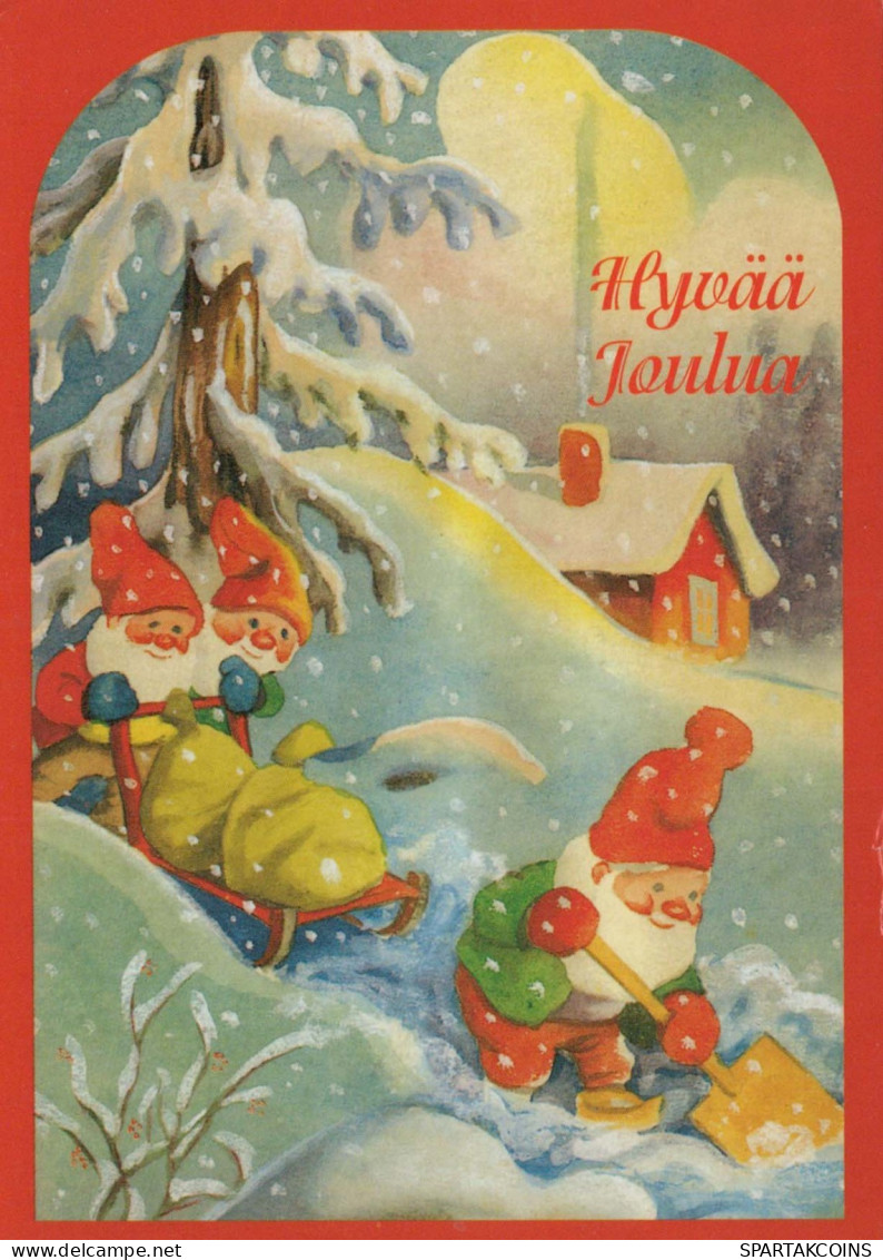 SANTA CLAUS Happy New Year Christmas GNOME Vintage Postcard CPSM #PBM114.A - Santa Claus