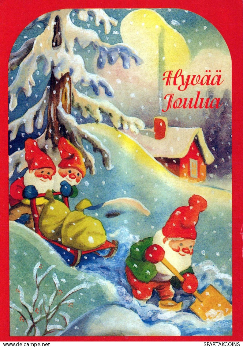 SANTA CLAUS Happy New Year Christmas GNOME Vintage Postcard CPSM #PBM114.A - Santa Claus