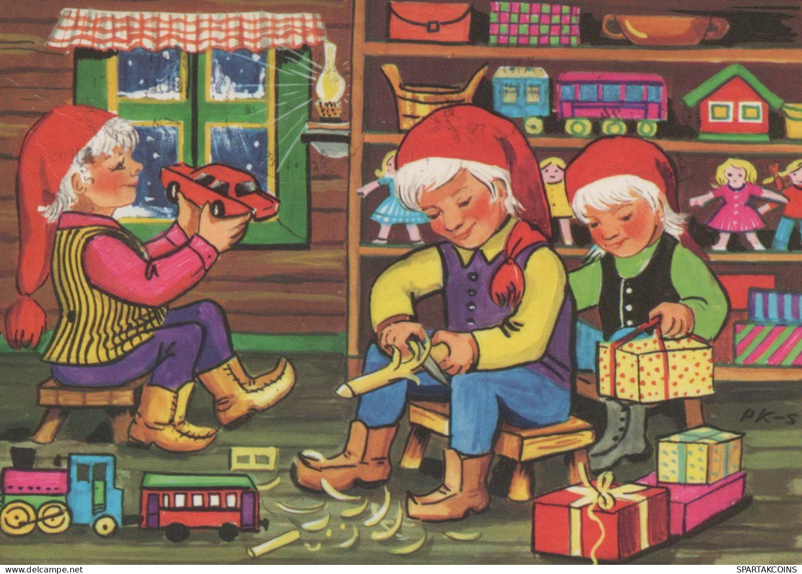 BABBO NATALE Buon Anno Natale GNOME Vintage Cartolina CPSM #PBL835.A - Santa Claus