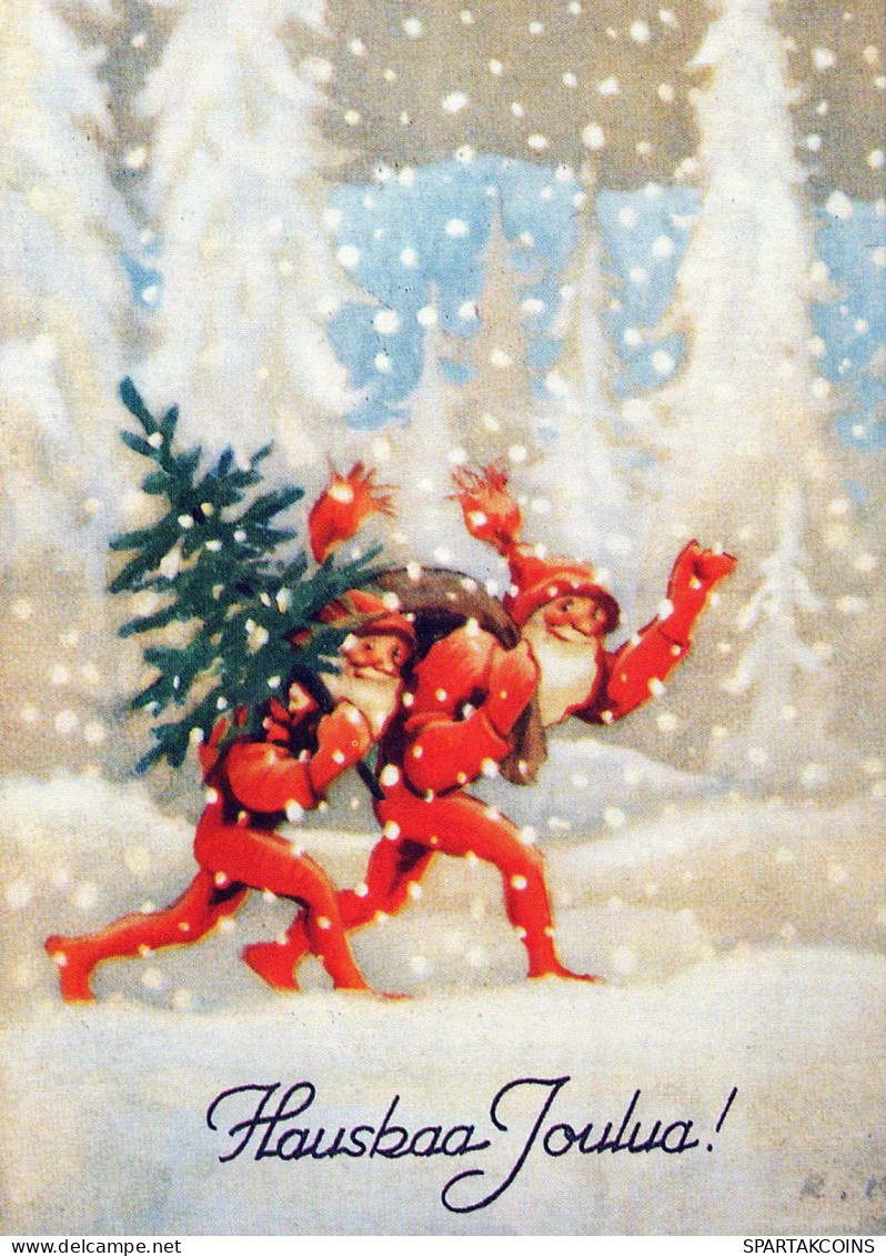 SANTA CLAUS Happy New Year Christmas GNOME Vintage Postcard CPSM #PBL813.A - Santa Claus