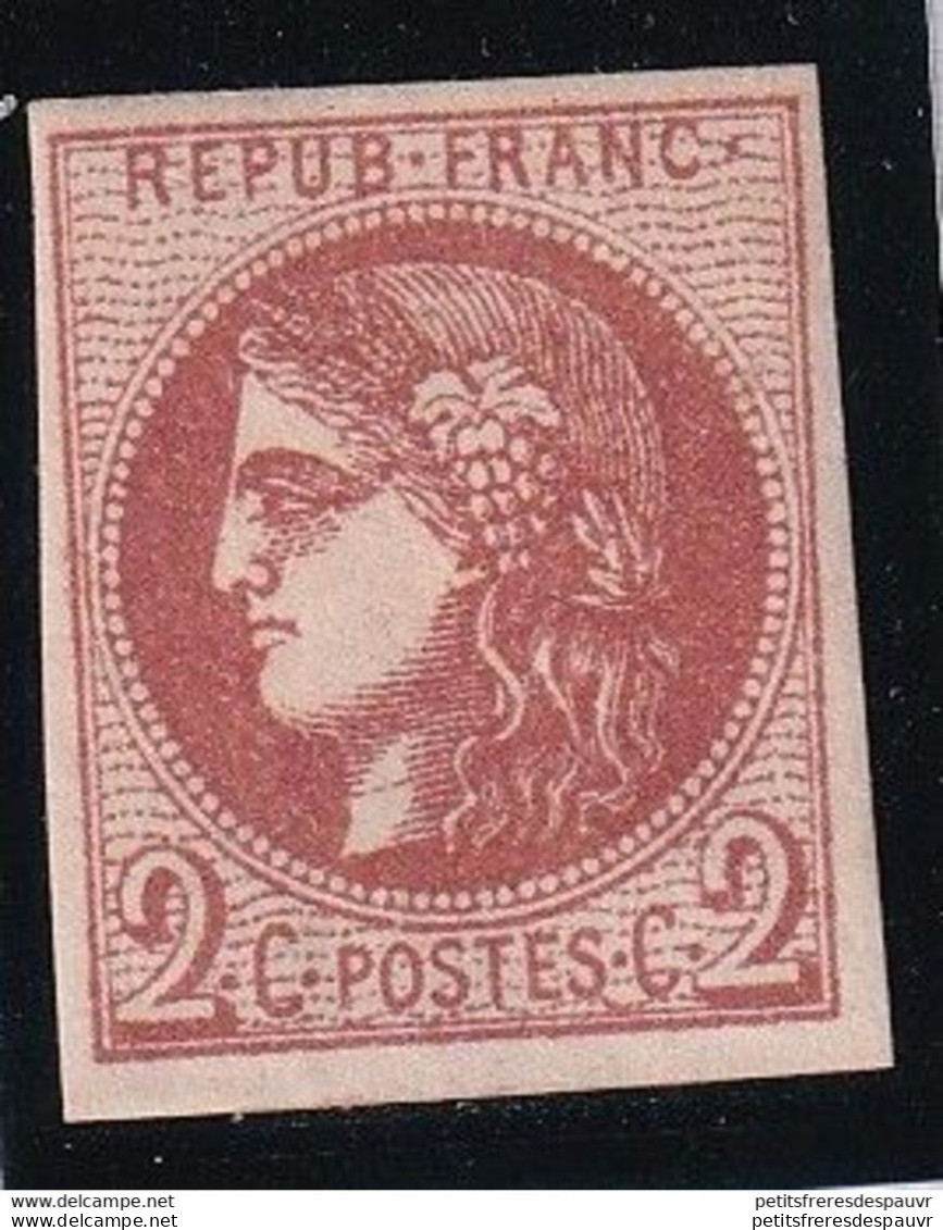 FRANCE 1870 - 2 Cts Brun-rouge émission De Bordeaux N° 40B Neuf Gomme Partielle Et Léger Aminci - Voir Scan - 1870 Uitgave Van Bordeaux