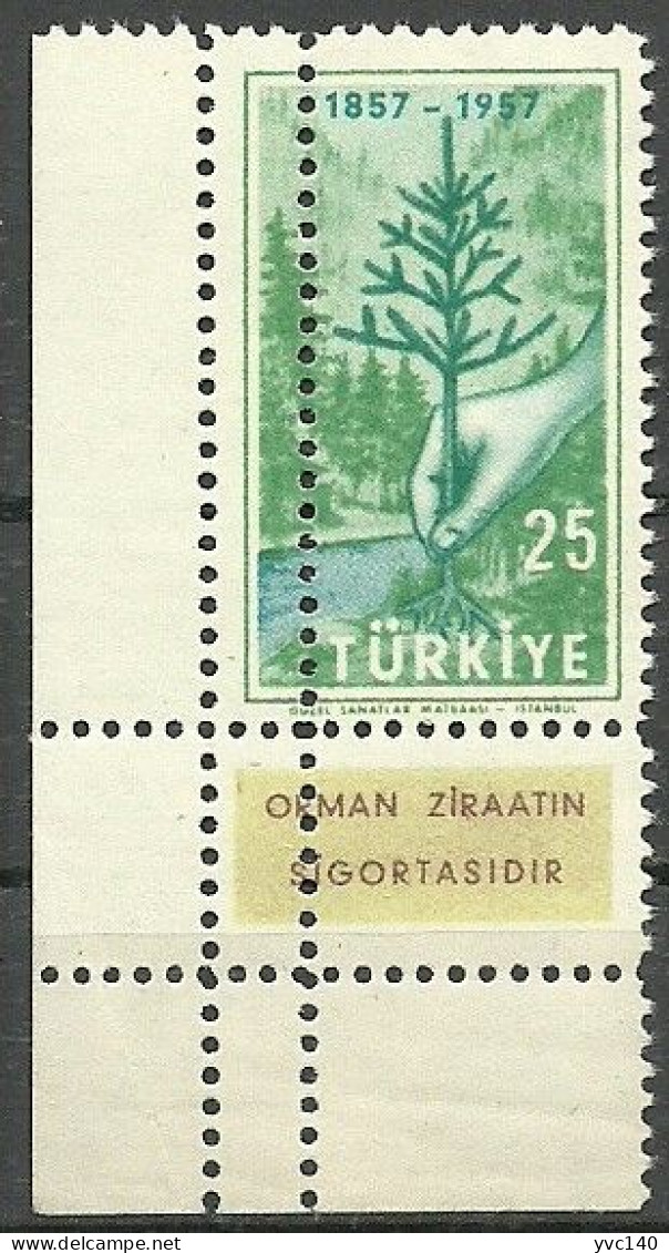 Turkey; 1957 Centenary Of The Instruction Of Forestry In Turkey ERROR "Double Perf." - Unused Stamps