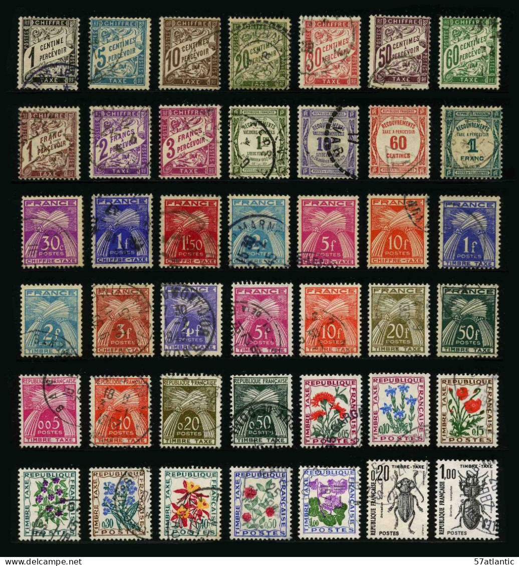FRANCE - TIMBRES TAXE - LOT DE 42 TIMBRES OBLITERES DIFFERENTS - 1859-1959 Used