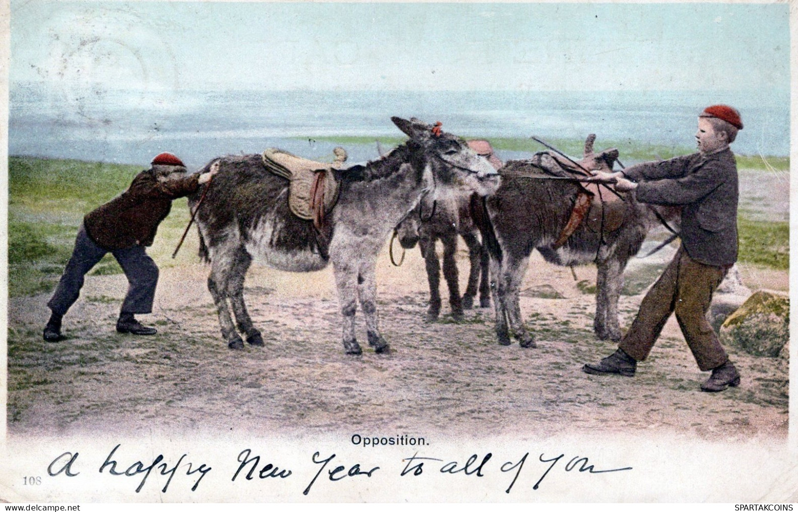 DONKEY Animals Children Vintage Antique Old CPA Postcard #PAA090.A - Burros