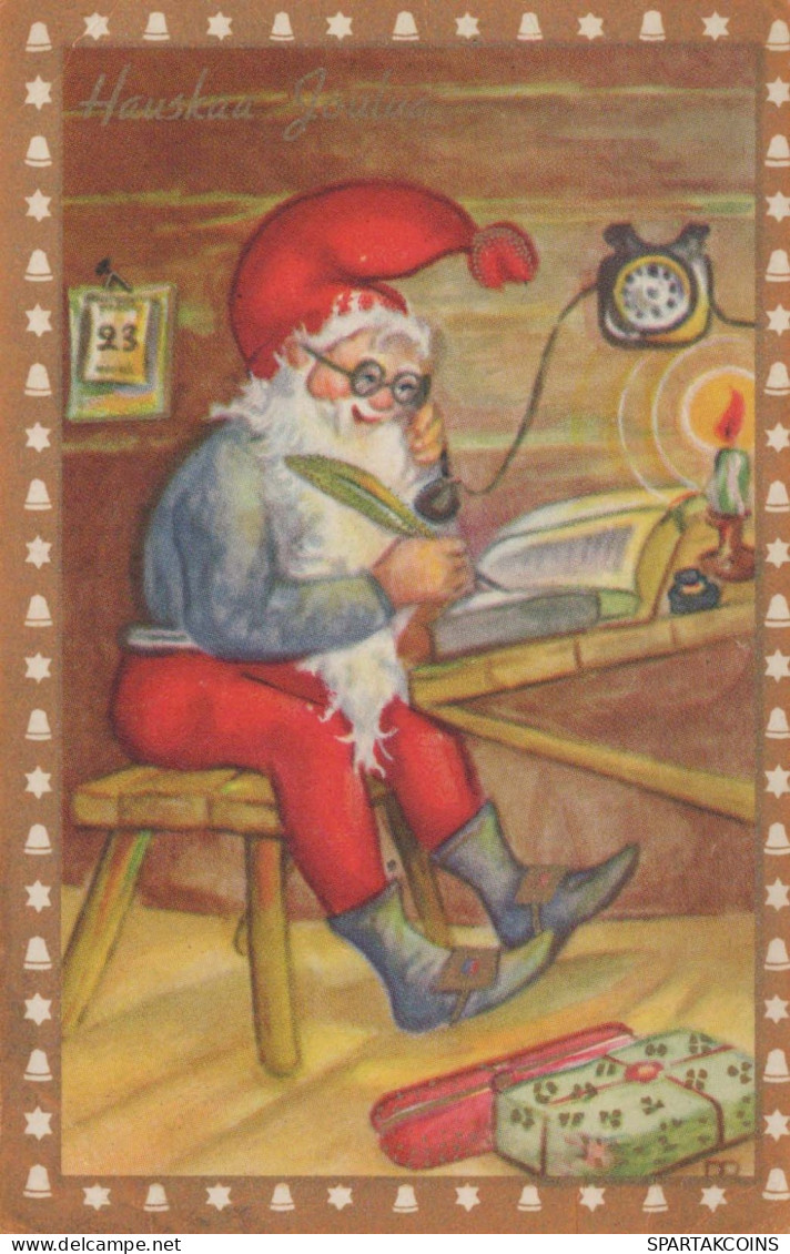 PAPÁ NOEL Feliz Año Navidad Vintage Tarjeta Postal CPSMPF #PKG370.A - Santa Claus